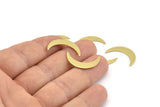 Brass Moon Blank, 24 Raw Brass Crescent Moon Blanks, Stamping Blanks (22x5x0.80mm) M409