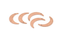 Copper Moon Charm, 24 Raw Copper Crescent Moon Charms With 1 Hole, Stamping Blanks (22x5x0.80mm) M411
