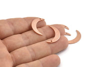 Copper Moon Charm, 24 Raw Copper Crescent Moon Charms With 1 Hole, Stamping Blanks (22x5x0.80mm) M411