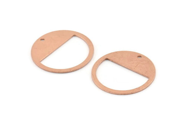 Copper Round Charm, 12 Raw Copper Round Charms With 1 Hole, Blanks, Stamping Blanks (25x0.80mm) M417