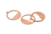 Copper Round Charm, 12 Raw Copper Round Charms With 1 Loop, Blanks, Stamping Blanks (25x0.80mm) M418