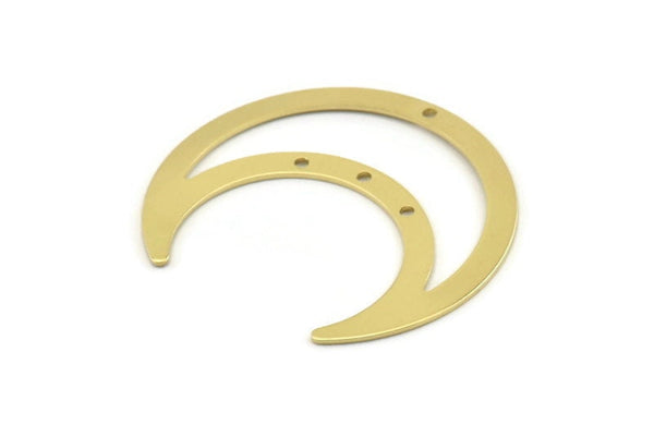 Brass Moon Charm, 8 Raw Brass Crescent Moon Charms With 4 Holes, Pendants (42x16x0.80mm) M440