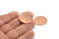 Copper Round Tag, 6 Raw Copper Stamping Tags, Personalized Letter Tag, Necklace, Bracelet Charm (25x0.80mm) D0470