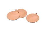 Copper Round Tag, 6 Raw Copper Round Charms With 1 Loop, Stamping Tags, Personalized Letter Tag (25x0.80mm) M426