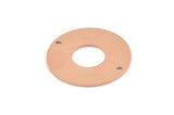 Copper Round Connector, 6 Raw Copper Round Connector Tags With 2 Holes, Charms, Findings, Stamping Tag (25x0.80mm) M432