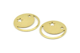 Brass Star Blank, 10 Raw Brass Moon And Star Blanks, Findings (25x0.80mm) M437