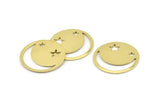 Brass Star Blank, 10 Raw Brass Moon And Star Blanks, Findings (25x0.80mm) M437