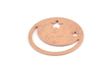 Copper Star Blank, 8 Raw Copper Moon And Star Blanks, Findings (25x0.80mm) M430