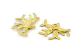 Brass Sun Charm, 2 Raw Brass Sunshine Charm Pendants With 1 Loop, Earrings - Pad Size 6mm (26x36mm) N0736