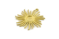 Brass Sun Charm, 2 Raw Brass Sunshine Charm Pendants With 1 Loop, Earrings (35x33mm) N0740