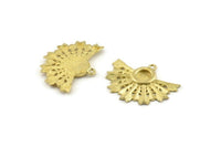 Brass Badge Charm, 2 Raw Brass Rosette Charm Pendants With 1 Loop, Earrings - Pad Size 6mm (32x24mm) N0750