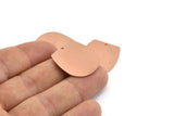 D Shaped Charm, 6 Raw Copper D Shaped Charms With 1 Hole, D Shape Blanks (25x22x0.80mm) M469