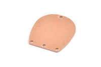 D Shaped Charm, 6 Raw Copper D Shaped Charms With 4 Holes, D Shape Blanks (25x22x0.80mm) M472