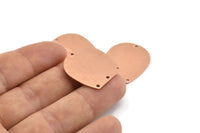D Shaped Charm, 6 Raw Copper D Shaped Charms With 4 Holes, D Shape Blanks (25x22x0.80mm) M472