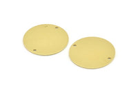 Brass Round Connector, 8 Raw Brass Round Charms With 2 Holes, Stamping Tags (25x0.80mm) M475