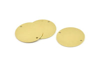 Brass Round Connector, 8 Raw Brass Round Charms With 2 Holes, Stamping Tags (25x0.80mm) M475
