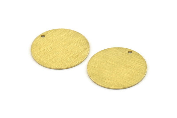 Brass Round Tag, 8 Textured Raw Brass Round Charms With 1 Hole, Stamping Tags (25x0.80mm) M476