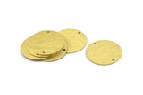 Brass Round Connector, 8 Textured Raw Brass Round Charms With 2 Holes, Stamping Tags (25x0.80mm) M477