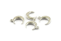 Silver Moon Charm, 2 925 Silver Moon Charms With 1 Loop (12x4x3mm) N0335