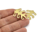 Brass Leaf Charm, 10 Raw Brass Leaf Charms With 1 Hole, Findings (32x25x0.80mm) M483