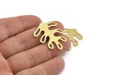 Brass Leaf, 10 Raw Brass, Leaf Blank, Leaf Charm, Stamping Blank, Leaf Findings (32x25x0.80mm) M485