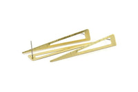 Brass Triangle Earring, 8 Textured Raw Brass Triangle Stud Earrings (50x8x0.80mm) M154 A1588