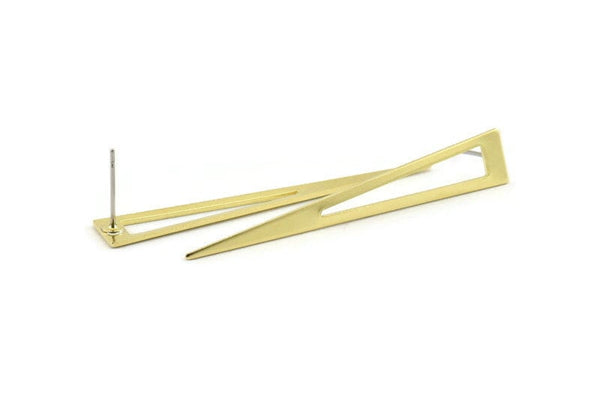 Brass Triangle Earring, 8 Raw Brass Triangle Stud Earrings (50x8x0.80mm) M152 A1589