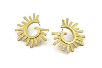 Brass Earring Findings, 2 Raw Brass Sunshine Earring Findings (39x32mm) N0962
