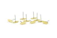 Stud Earring, 12 Raw Brass, Stud Earrings, Ear Stud, Brass Earrings (11x3.5x0.80mm) A1587