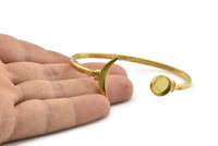 Brass Moon Cuff,  Raw Brass Moon And Planet Cuff Stone Setting With 1 Pad -  Pad Size 10mm N0979