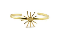 Brass Sun Cuff,  Raw Brass Sunshine Cuff Stone Setting With 1 Pad -  Pad Size 6mm N0986