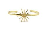 Brass Sun Cuff,  Raw Brass Sunshine Cuff Stone Setting With 1 Pad -  Pad Size 6mm N0986