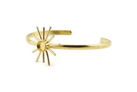 Brass Sun Cuff,  Raw Brass Sunshine Cuff Stone Setting With 1 Pad -  Pad Size 6mm N0986