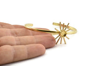 Brass Sun Cuff,  Raw Brass Sunshine Cuff Stone Setting With 1 Pad -  Pad Size 6mm N0986