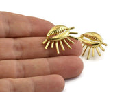 Brass Shell Earring, 2 Raw Brass Cowrie Shell Stud Earrings, Findings (26x20mm) N1007