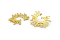Brass Earring Findings, 2 Textured Raw Brass Stud Earrings (39x33x1mm) N1005