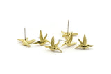 Brass Bird Earring, 10 Raw Brass Bird Stud Earrings (15x13mm) N1001