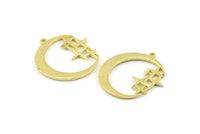 Brass Moon Charm, 2 Raw Brass Moon Charms With 1 Loop, Pendants (33x31x1.5mm) N1347