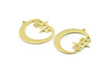 Brass Moon Charm, 2 Raw Brass Moon Charms With 1 Loop, Pendants (33x31x1.5mm) N1347