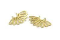 Brass Daisy Charm, 2 Raw Brass Flower Pendants With 2 Loops, Pendants, Earrings (41x24mm) N1359