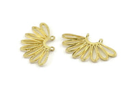 Brass Daisy Charm, 2 Raw Brass Flower Pendants With 2 Loops, Pendants, Earrings (41x24mm) N1359