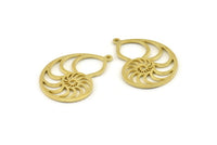 Brass Shell Charm, 4 Raw Brass Sea Shell Charm With 1 Loop, Pendants (32x22x1.2mm) N1345