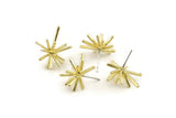 Brass Sea Urchin Earring, 4 Raw Brass Sea Urchin Stud Earrings (23x20mm) N1360