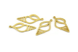 Brass Shell Charm, 4 Raw Brass Sea Shell Charm With 1 Loop, Pendants (35x17x1.2mm) N1358