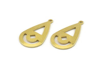 Brass Drop Charm, 12 Raw Brass Drop Charms With 1 Loop (28x16x0.80mm) A1605