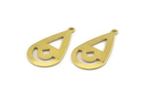 Brass Drop Charm, 12 Raw Brass Drop Charms With 1 Loop (28x16x0.80mm) A1605