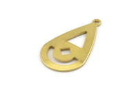 Brass Drop Charm, 12 Raw Brass Drop Charms With 1 Loop (28x16x0.80mm) A1605
