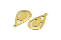 Brass Drop Charm, 12 Raw Brass Drop Charms With 1 Loop (28x16x0.80mm) A1606