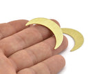 Brass Moon Earring, 6 Textured Raw Brass Crescent Moon Stud Earrings (35x9x0.80mm) M172 A1582