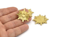 Brass Badge Earring, 2 Raw Brass Rosette Stud Earrings - Pad Size 6mm (34mm) N0781